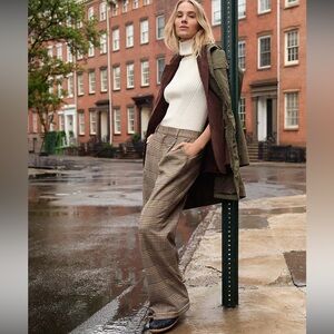 Lands' End, Brushed Flannel High
Rise Pleated Wide Leg Pants, Plaid, Sz 14,NWOT.